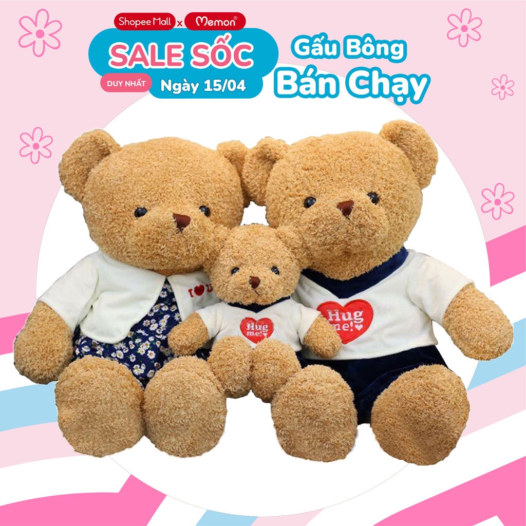 Gấu Bông Teddy Hug Me Đôi Nhồi Gòn Cao Cấp Memon