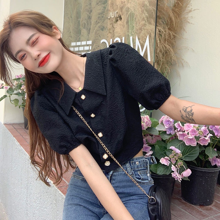 Áo Kiểu Tay Phồng Ngắn Phong Cách Pháp Thời Trang Mùa Xuân 2022 Cho Nữ