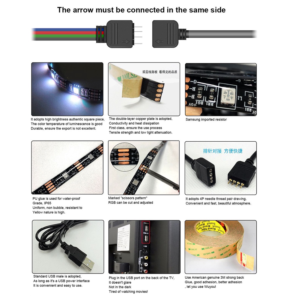 LED Light Strips Bluetooth Controller,TV LED Backlight,5V RGB 5050 Decoration BackLight Lamp Night light Luminous String For Bedroom