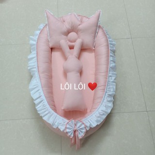 combo nôi vải, gối lõm, thỏ ôm