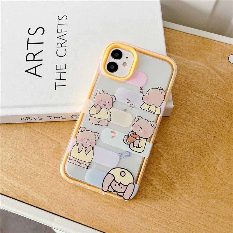 Ốp Điện Thoại Hình Gấu Thỏ 3 Trong 1 Cho iphone 12 Pro 13 11 Max 6 6s 7 8 Plus X XR XS Max