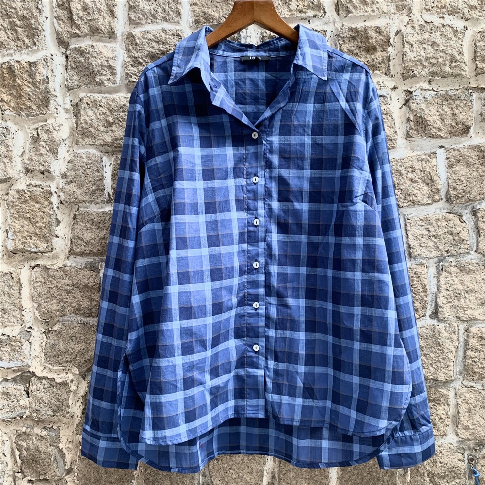 Áo sơ mi nữ sọc caro oversize