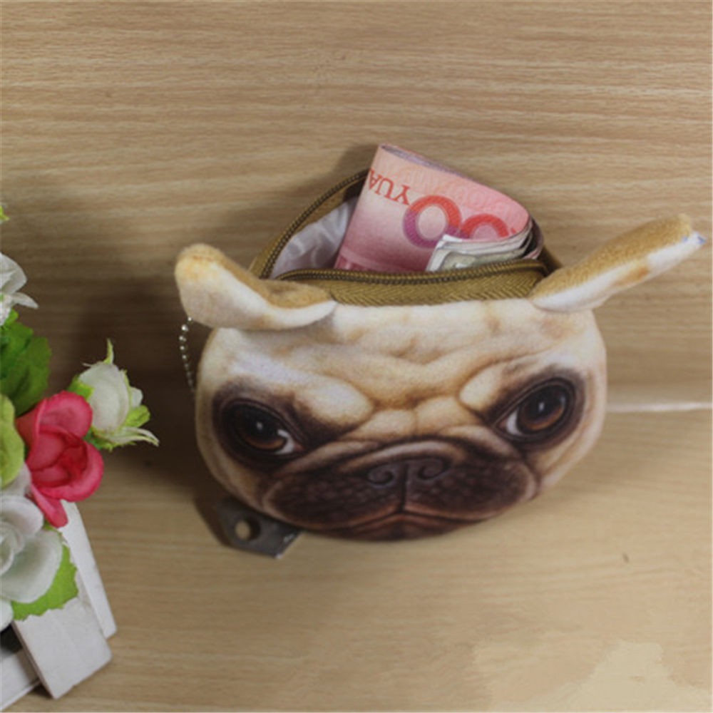 Ví tiền khóa kéo hình mặt mèo 3D dễ thương