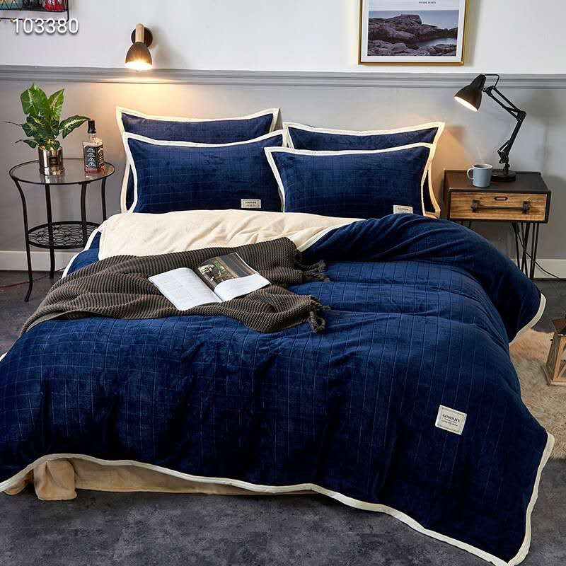 Bộ chăn ga gối nỉ nhung tăm cao cấp phối màu  sang chảnh, đủ siz 1m6 x 2m , 1m8 x 2m , 2m x 2m2 - loại 1