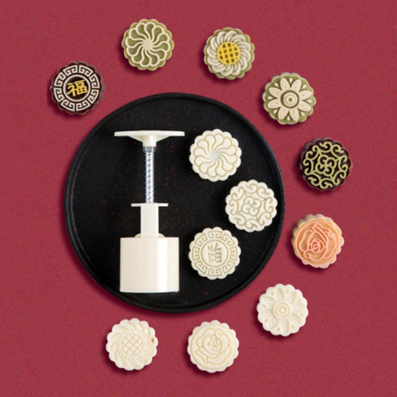 Set 6 Khuôn Làm Bánh Trung Thu 75g Hình Hoa Diy