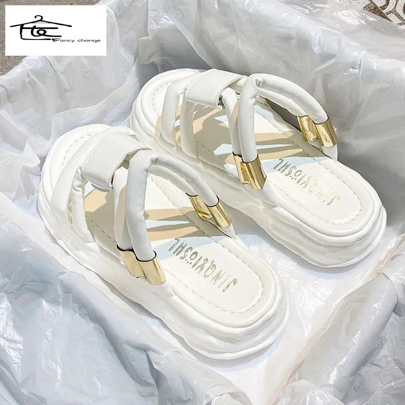 Dép Sandal Đế Dày Thoải Mái Thời Trang Đi Biển Mùa Hè Cho Nữ