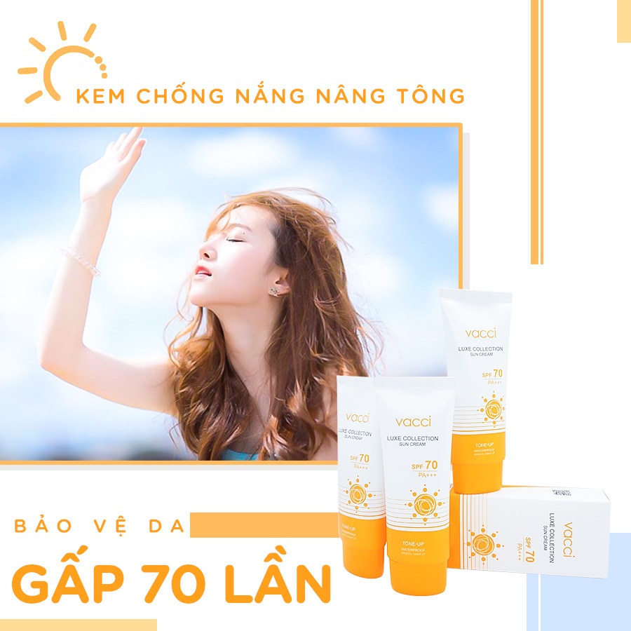 Kem chống nắng nâng tông da SPF 70 PA+++ Vacci Sun Cream