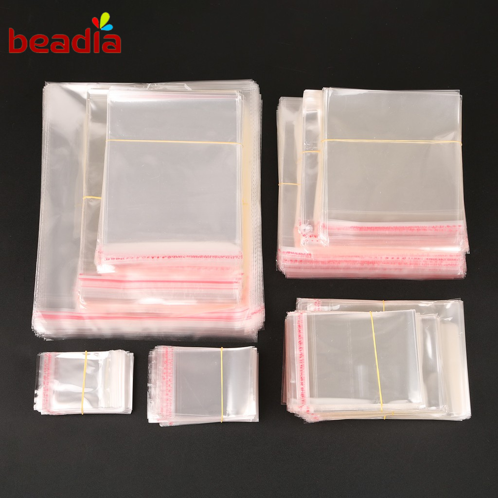 Beadia Set 100 Túi Nhựa Beadia Trong Suốt Đựng Trang Sức Nhiều Kích Cỡ
