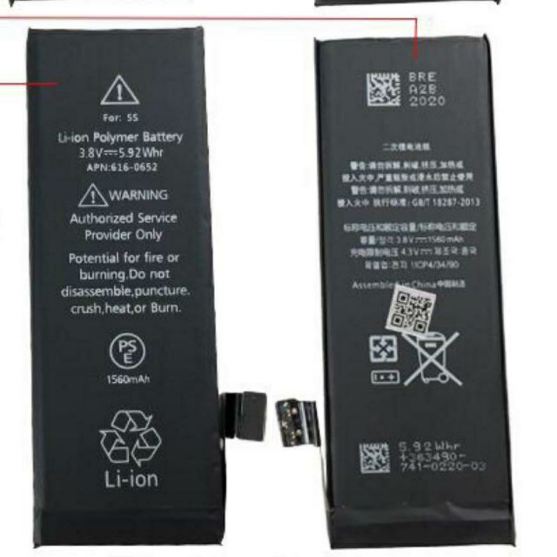 Pin iPhone 5/ 5S/ 6/ 6S/ 6 Plus/ 6S Plus/ 7/ 7 Plus/ 8/ 8 Plus