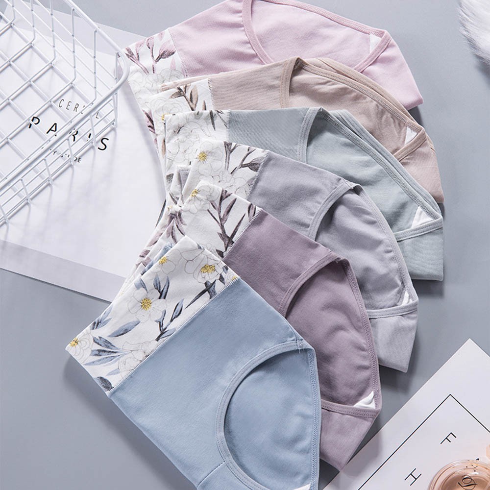 Quần Lót Nữ Cạp Cao-Quần Lót Cotton Gen Bụng Kháng Khuẩn Hoa Lá Thanh Nhã Cao Cấp S76