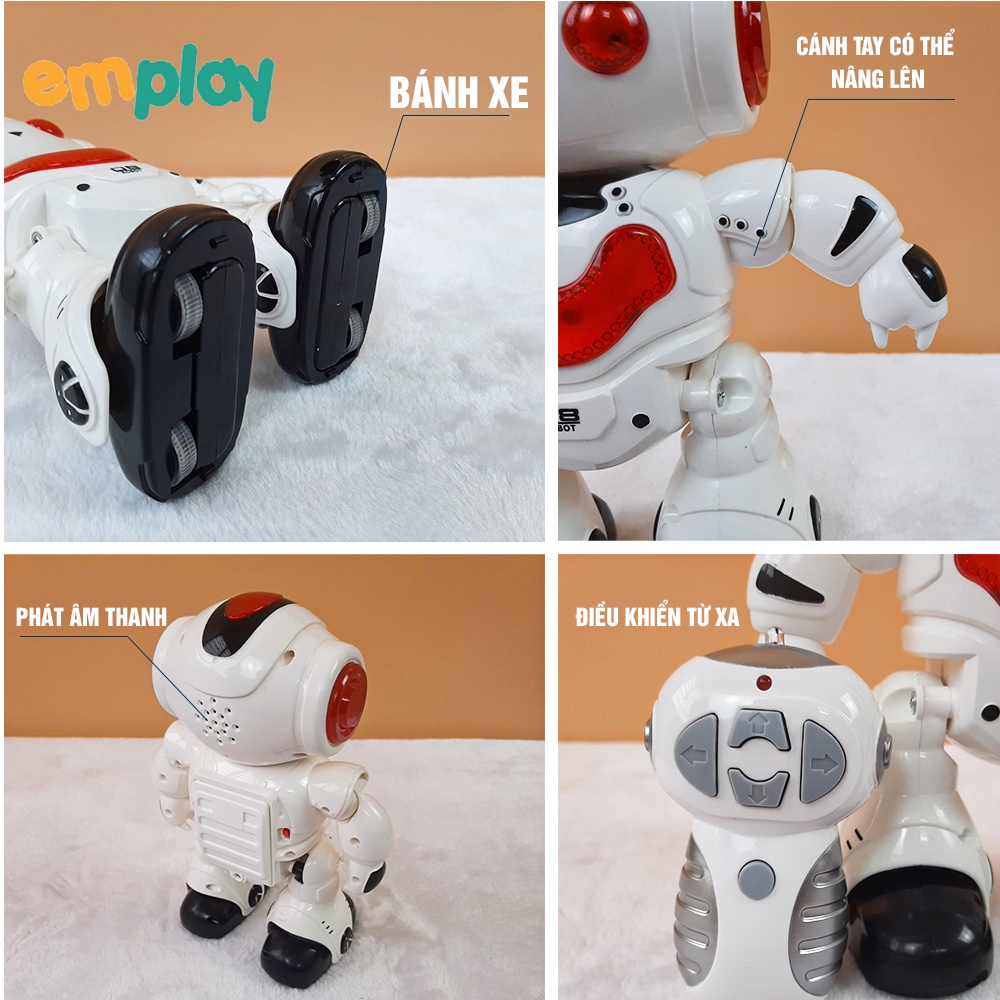 Robot vũ trụ điều khiển cao cấp Emplay có nhạc và đèn di chuyển thông minh xoay 360 độ có lập trình chế độ tuỳ thích