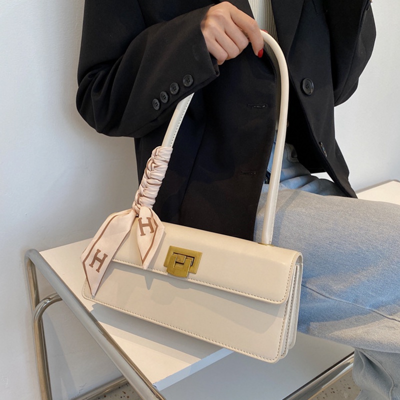 Túi đeo vai IELGY cứng phối khóa kèm khăn lụa thiết kế thời trang cho nữ