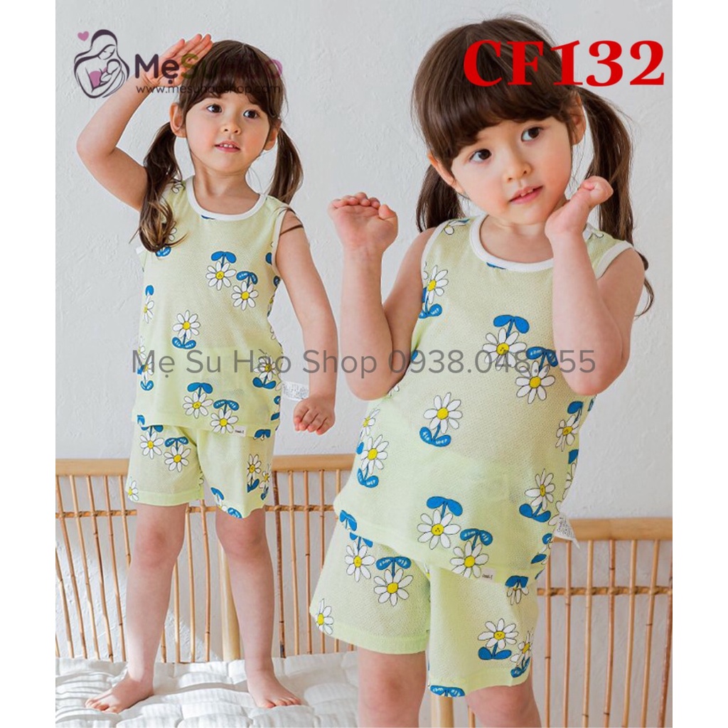 Bộ sát nách mẫu Hoa Cúc Nền Vàng rất xinh hãng Cordi_i , cotton 100%, mã CG132