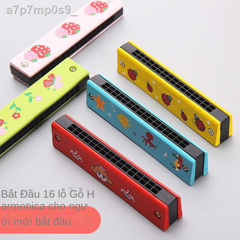 ✤☽❃Kèn Harmonica 16 lỗ bằng gỗ cho trẻ em học sinh mẫu giáo mới bắt đầu học nhạc cụ hơi Quà tặng sáng tạo giai điệu đồ c