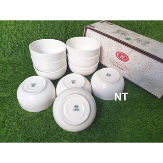 Hộp 10 chén (bát) sứ trắng ăn cơm Minh Châu