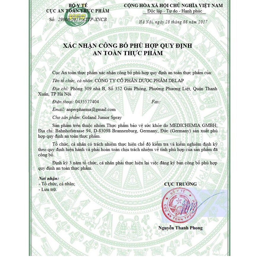 ✅ (CHÍNH HÃNG) Xịt sát khuẩn hầu họng trẻ em Golanil Junior 30ML | Thế Giới Skin Care