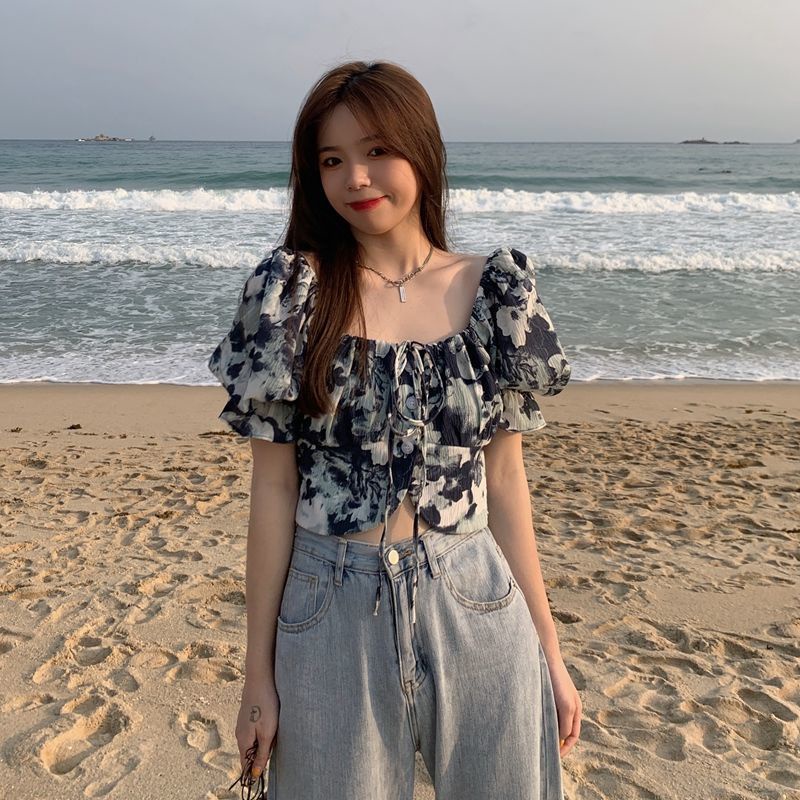 COZOK Áo Sơ Mi chiffon Tay Phồng Phong Cách Retro Hong Kong