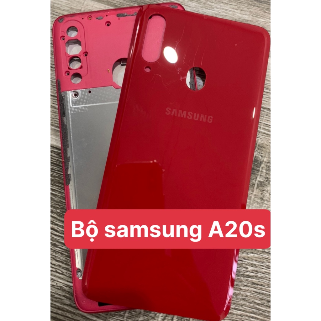 Bộ vỏ điện thoại zin hãng samsung A20s . gồm xương, lưng, sườn, phím bấm