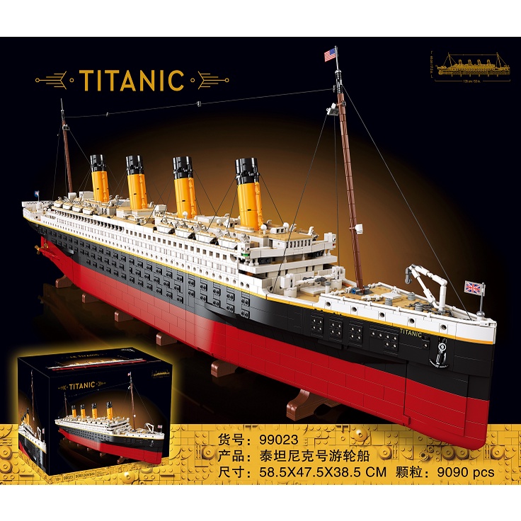Đồ chơi Lắp ráp Mô hình 9090Pcs Movie Titanic Large Cruise Boat Ship City 99023 77000 Compatible 10294