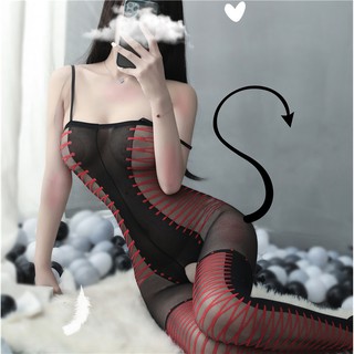 No. 28 65 💕CHE TÊN💕 Bộ Đồ Ngủ Sexy Liền Thân Vải Mịn , Cosplay Xuyên Thấu Gợi Cảm Hở Đáy Quyến Rũ Bodystocking BCS21