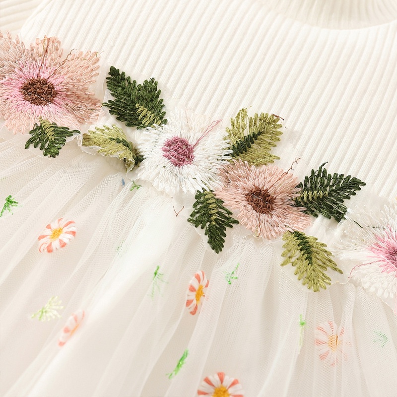 Đầm Công Chúa Tay Dài In Hoa Thời Trang Mùa Thu Mới Cho Bé Gái