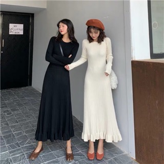 (Order) VÁY LEN CHÂN BÈO DẬP LI DÁNG DÀI (chất dày)