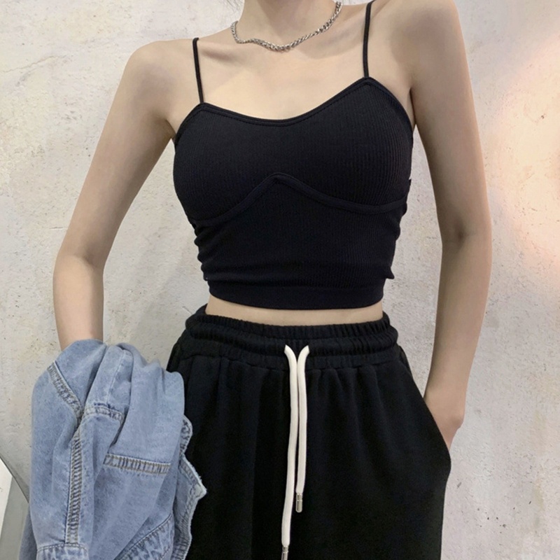 Áo Hai Dây Ôm Dáng Màu Sắc Đơn Giản Gợi Cảm Cho Nữ