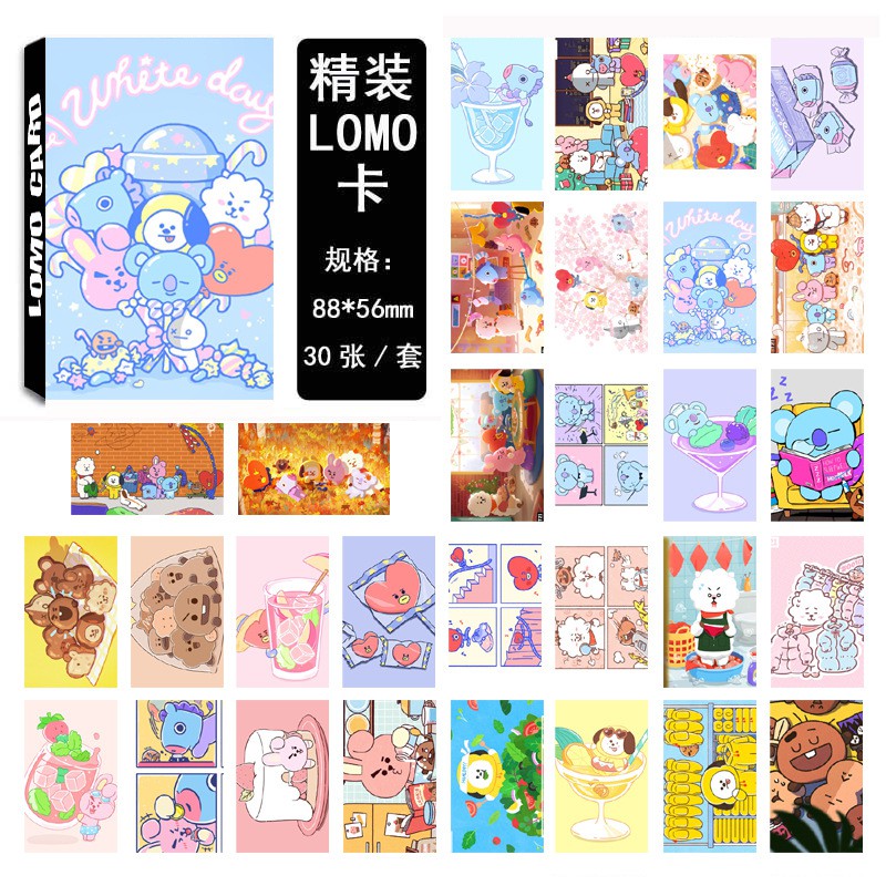 2 Mẫu hộp Lomocard Lomo BTS BT21 Tata Cooky Chimmy