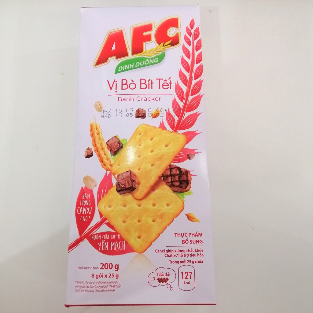 Bánh Cracker AFC Dinh Dưỡng Vị Bò Bít Tết (Hộp 200g)