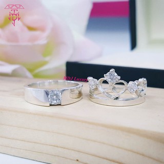 Nhẫn đôi bạc vương miện - MDJ
