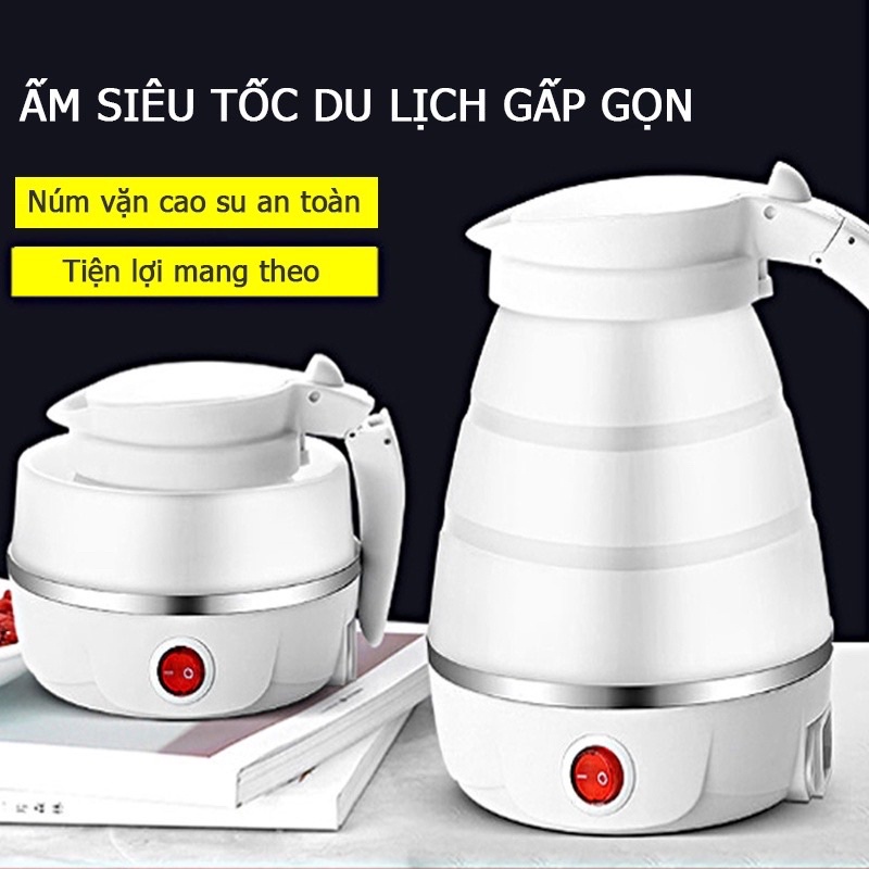 Ấm Siêu Tốc Gấp Gọn 💝 Freeship 💝 Bình Đun Siêu Tốc, Ấm Đun Nước Làm Nóng Cực Nhanh