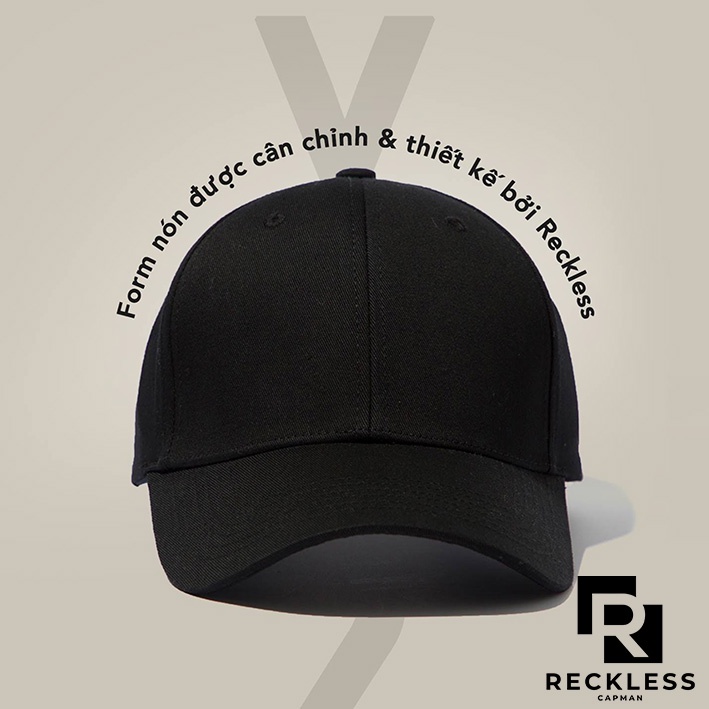 Nón Bóng Chày Lưỡi Trai Màu Đen Trơn Reckless Capman Signature Ballcap Vải Kaki Cotton