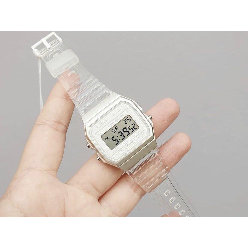 Đồng hồ Unisex Casio F-91WS-7D, đồng hồ chính hãng, dây nhựa dẻo màu trắng