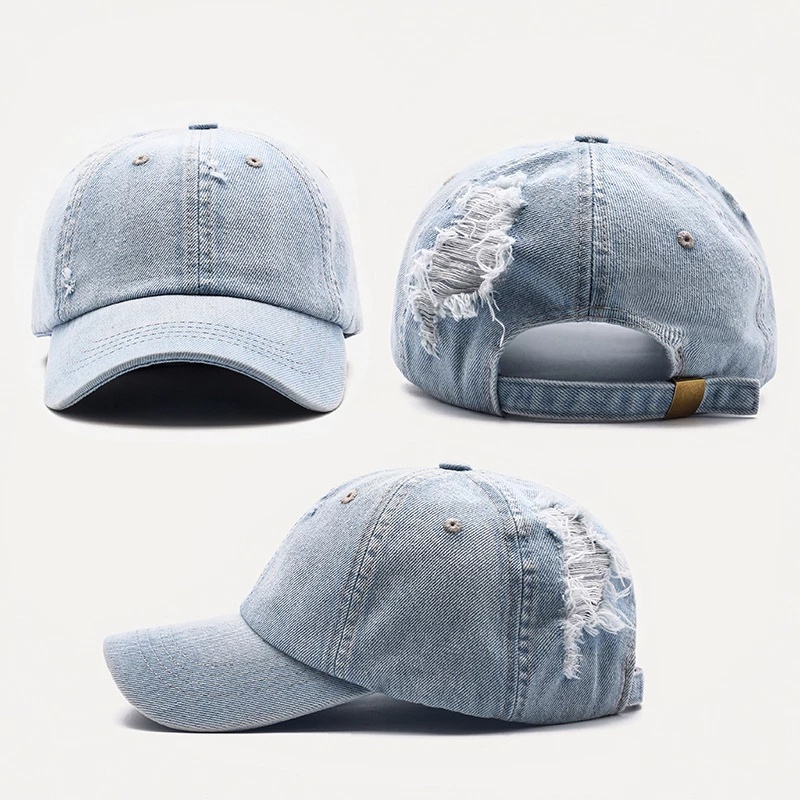 Mũ Lưỡi Trai Denim Màu Trơn Thời Trang Unisex