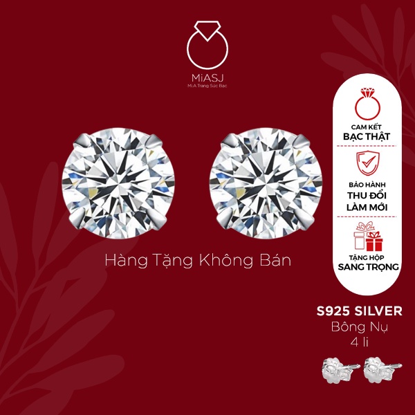 QUÀ TẶNG KHÔNG BÁN - Bông nụ Bạc Ý S925 MiASJ Bạc cao cấp 4mm