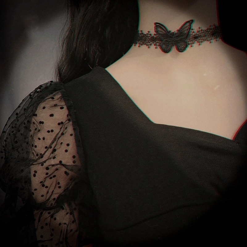 Vòng Cổ Choker Hình Bướm Màu Đen Phong Cách Hàn Quốc