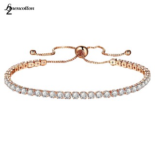 Luxury Cubic Zircon Single Row Pull Slider Bracelet Adjustable Bangle