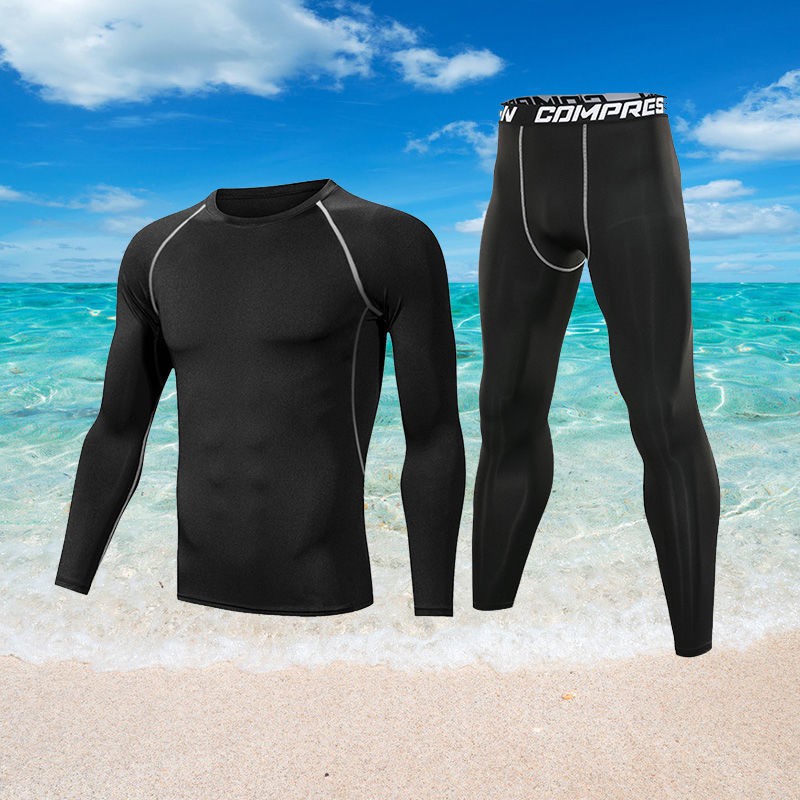 Áo tắm Nam Bộ đồ bơi lặn chuyên nghiệp chống lúng túng hàng đầu nhanh khô 5 điểm Quần dài nắng toàn thân cho