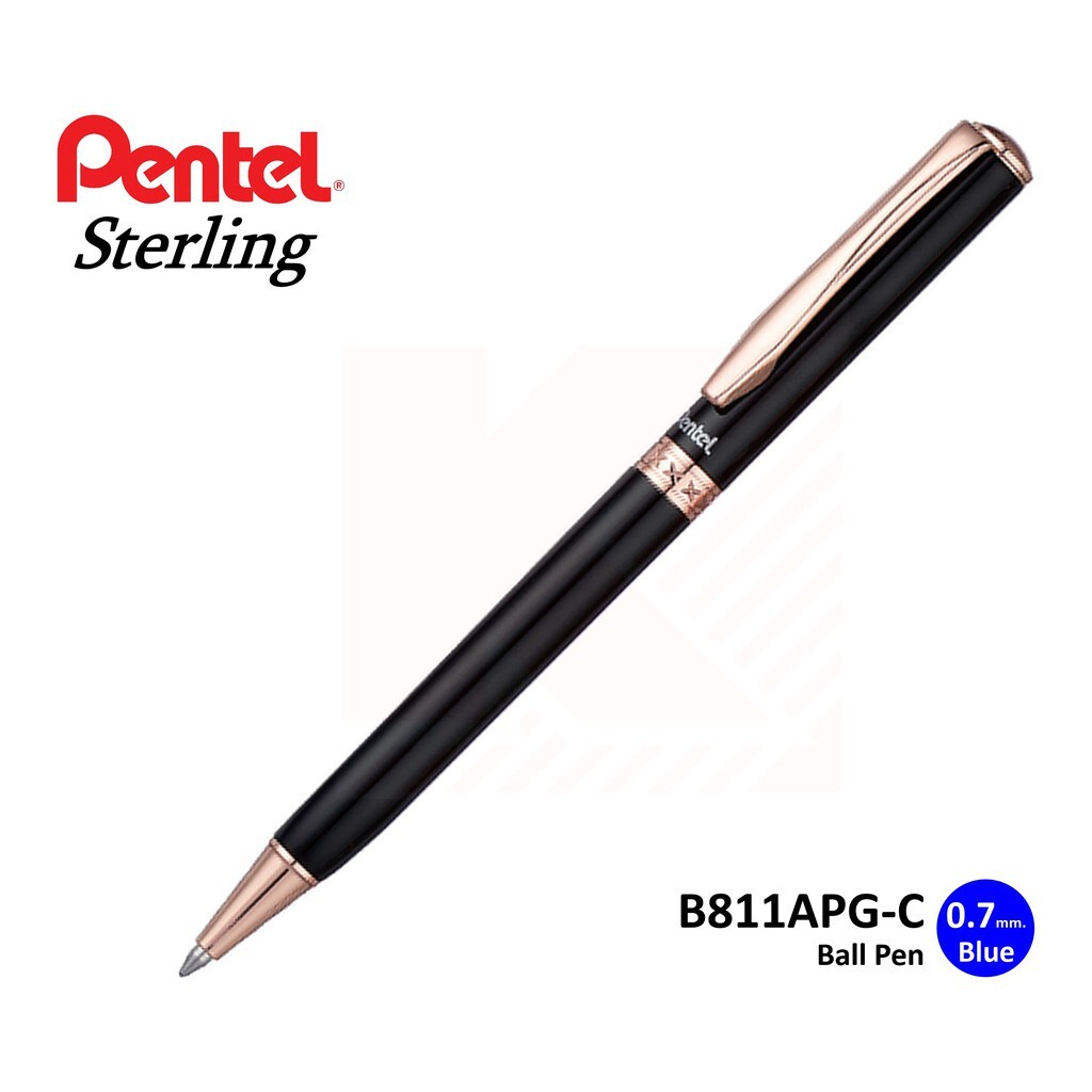 Bút Ký Cao Cấp Pentel B811 Ngòi Bi 0.8mm Mực Xanh | Thiết Kế Nắp Vặn Thanh Lịch | Nhiều Màu Vỏ | Nét Viết Trơn Mượt
