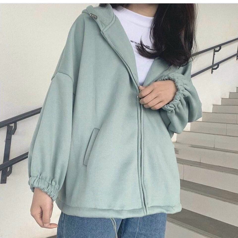 Áo khoác nỉ ngoại hoodie BASIC form rộng khóa kéo tròn áo khoác nam nữ Unisex AN1 Zalofa