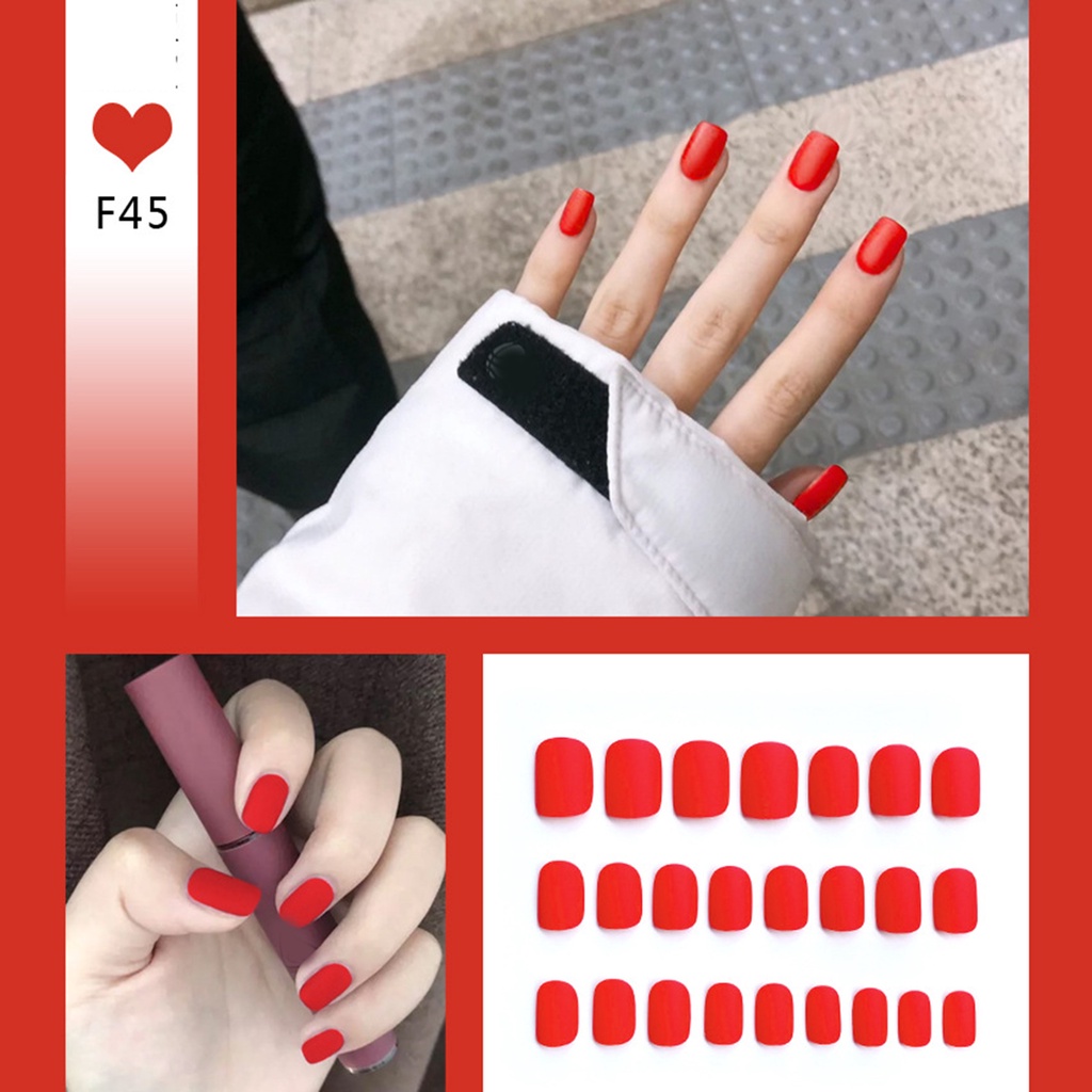 [Hàng mới về] Set 24 móng tay giả acrylic có keo dán thời trang làm đẹp cho nữ