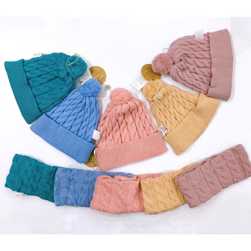 HRNEE - Set mũ len khăn ống cho bé size 6-12M,1-2Y, 2-3Y, 3-4Y