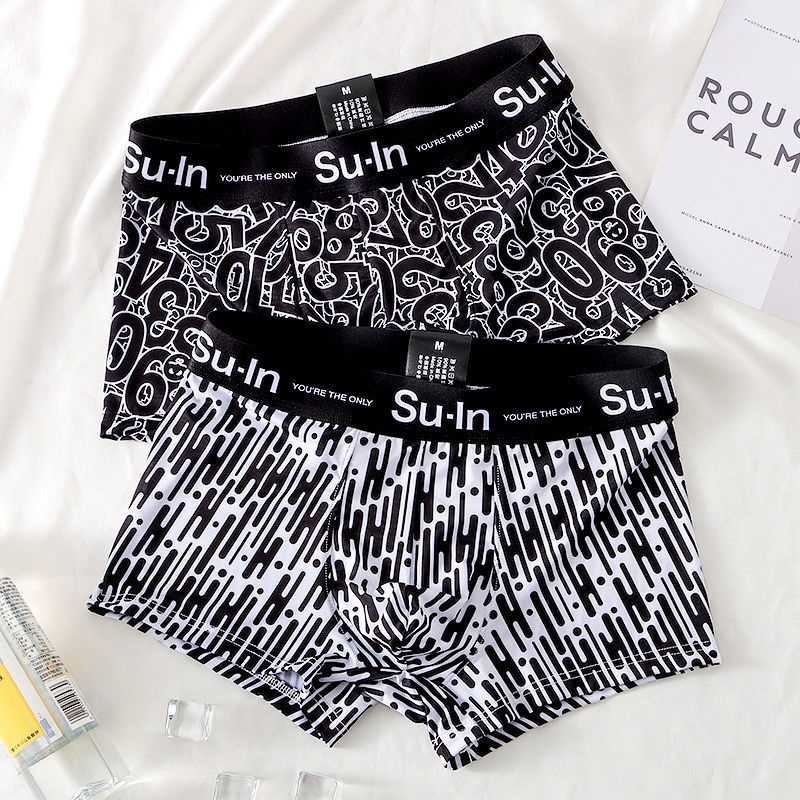 Quần Lót Boxer Vải Lụa Lạnh Siêu Mỏng Thoáng Khí Lưng Vừa Thời Trang Cho Nam