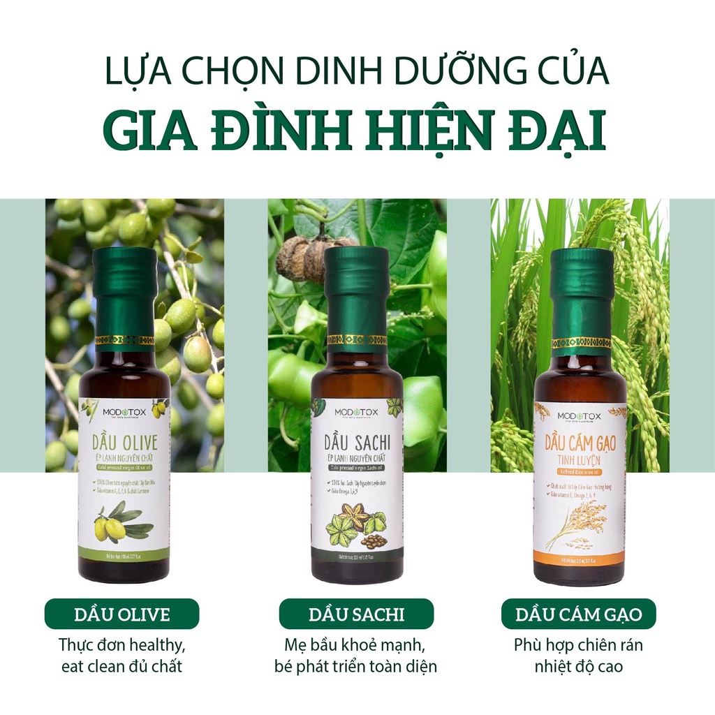 Dầu Ăn Eat Clean Oliu, Sachi, Cám Gạo Bổ Sung Omega 3-6-9 Phù Hợp Quá Trình Giảm Cân, Mẹ &amp; Bé Trên 6 Tháng Tuổi MODOTOX