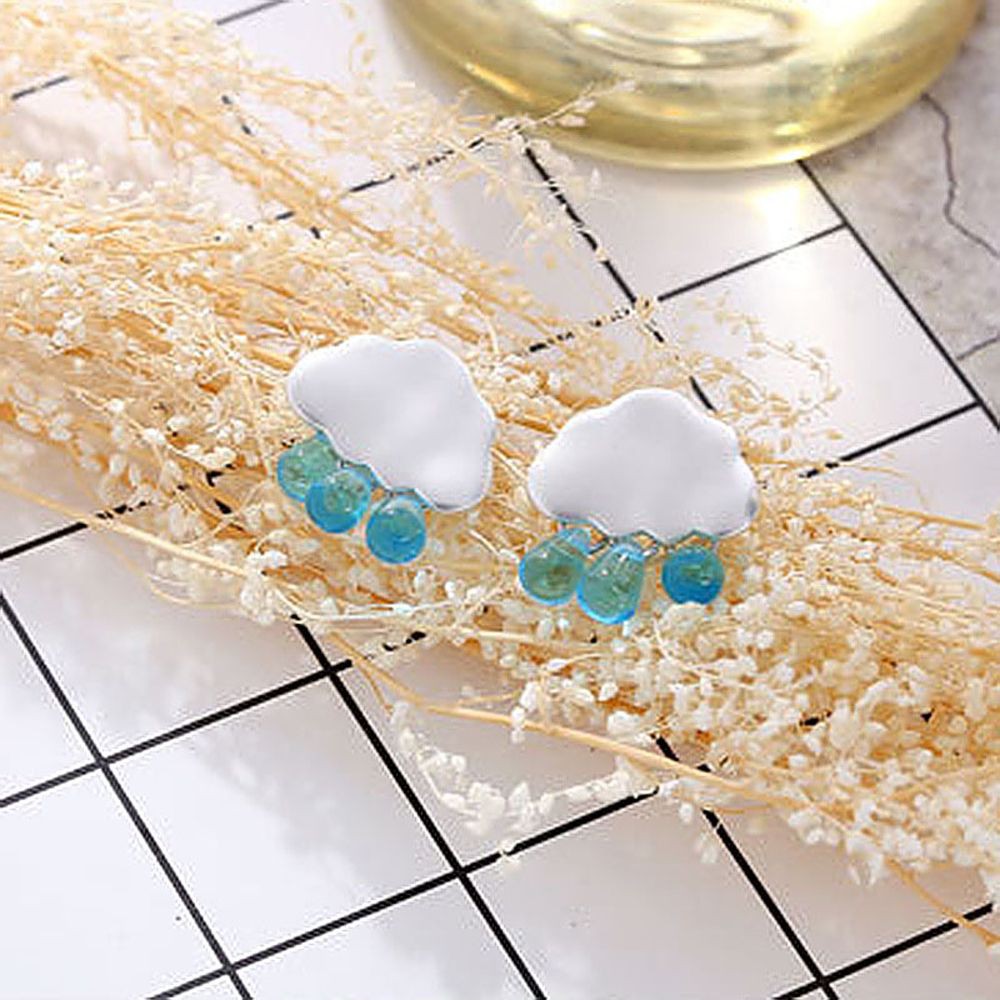 Bông tai hình đám mây đính đá phong cách sang trọng