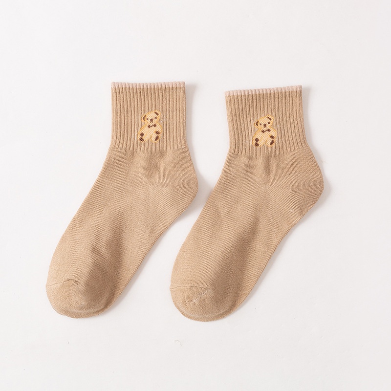 Vớ Cotton Họa Tiết Chú Gấu Cười Dễ Thương Phong Cách Nhật Bản Thời Trang Thu Đông Cho Nữ