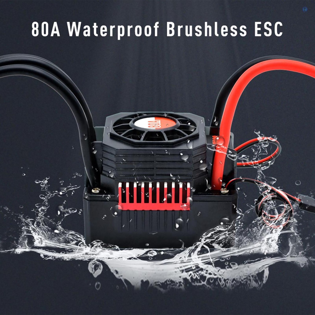 Bộ Điều Tốc Không Chổi Than Chống Nước 80A ESC BEC XT60 Plug 2-3S Lipo Cho Xe Hơi Điều Khiển Từ Xa 1 / 10 1 / 8