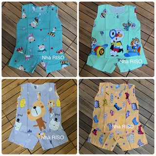 Bộ lanh tôn tole mặc nhà bé trai sát nách, vải mềm mịn, mát mẻ | Quần áo trẻ em từ 5-29kg