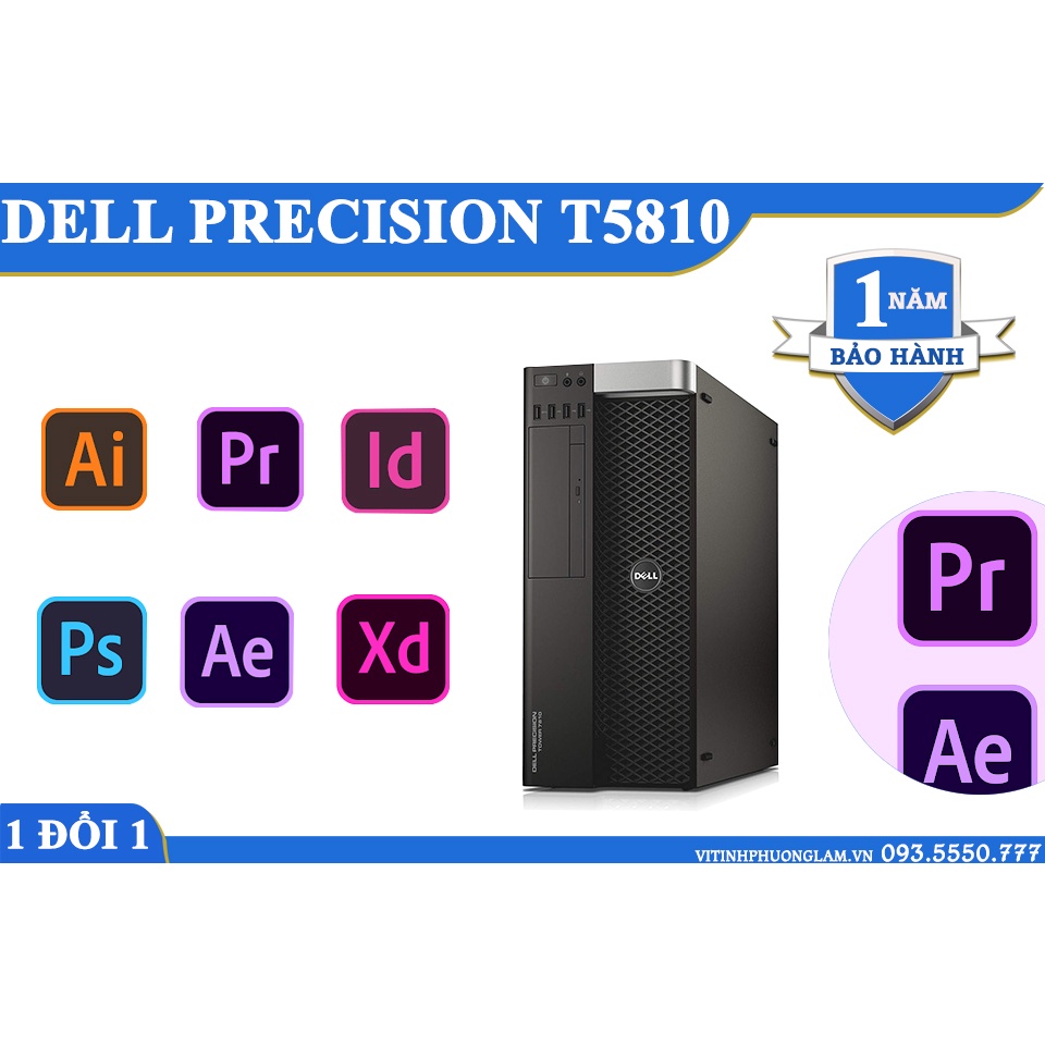 Máy Trạm Dell Precision T5810, Hỗ Trợ CPU Xeon E5 -V3 & V4, Ram ECC DDR4