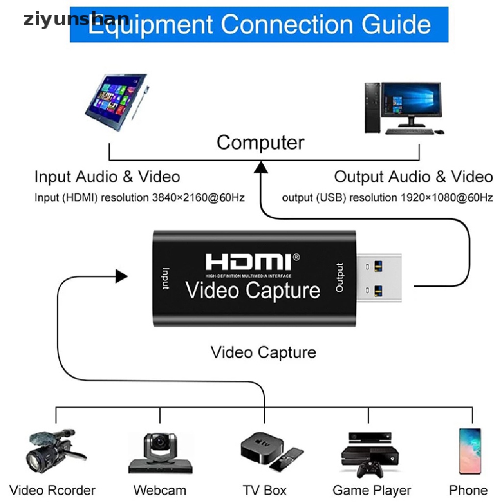 Thẻ Ghi Hình Trực Tiếp Từ ziyun HDMI Sang USB 3.0 1080P HD